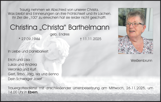 Anzeige von Christina Barthelmann von MGO