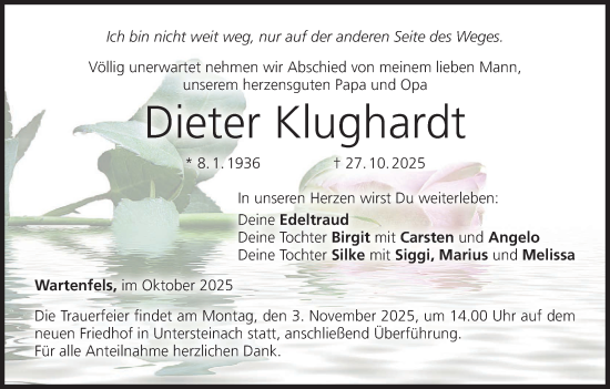 Anzeige von Dieter Klughardt von MGO