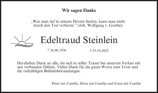 Anzeige von Edeltraud Steinlein von MGO