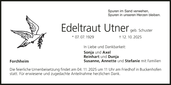 Anzeige von Edeltraut Utner von MGO