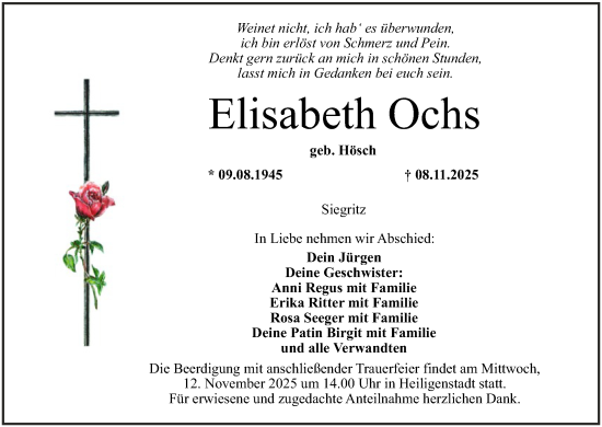 Anzeige von Elisabeth Ochs von MGO