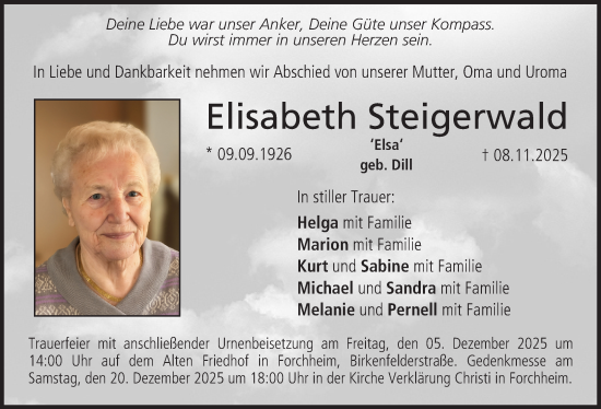 Anzeige von Elisabeth Steigerwald von MGO