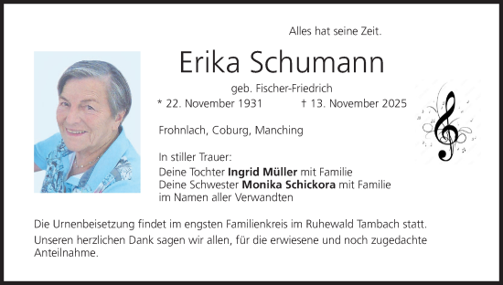 Anzeige von Erika Schumann von MGO