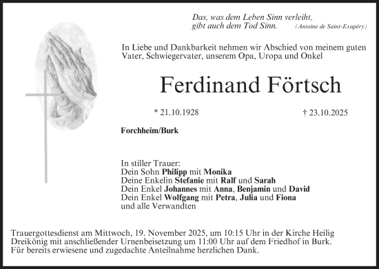 Anzeige von Ferdinand Förtsch von MGO