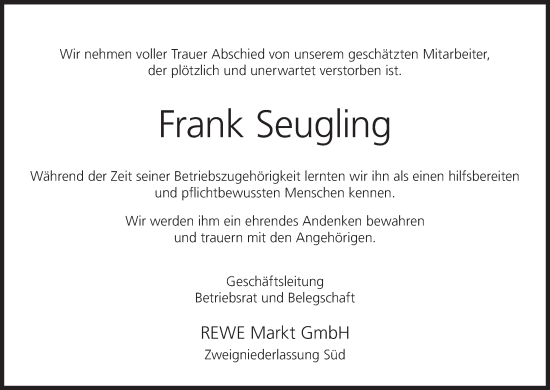 Anzeige von Frank Seugling von MGO
