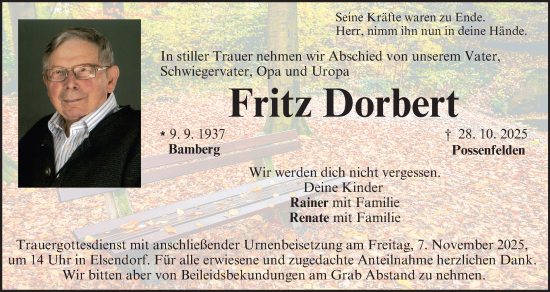 Anzeige von Fritz Dorbert von MGO