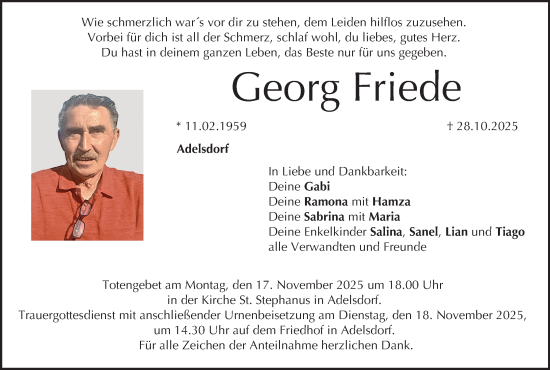 Anzeige von Georg Friede von MGO