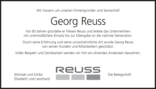 Anzeige von Georg Reuß von MGO