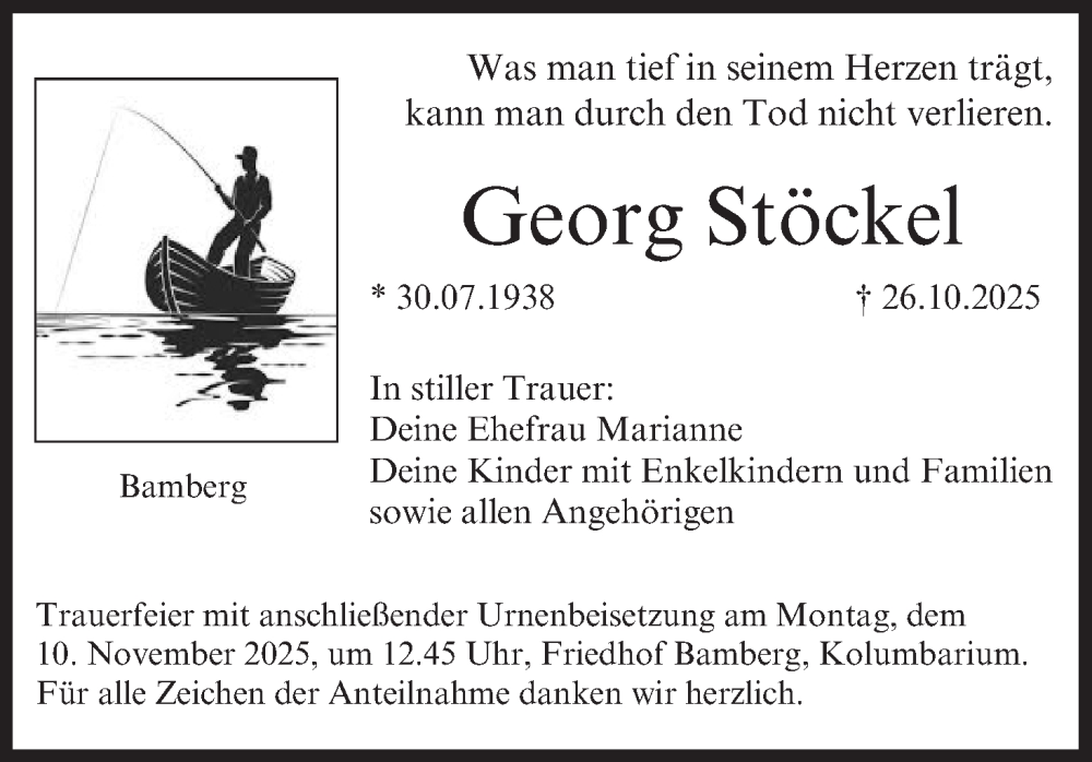  Traueranzeige für Georg Stöckel vom 08.11.2025 aus MGO