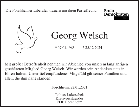 Anzeige von Georg Welsch von MGO