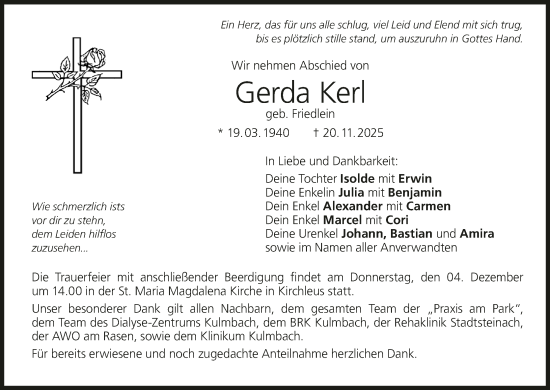 Anzeige von Gerda Kerl von MGO