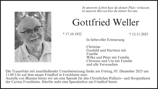 Anzeige von Gottfried Weller von MGO