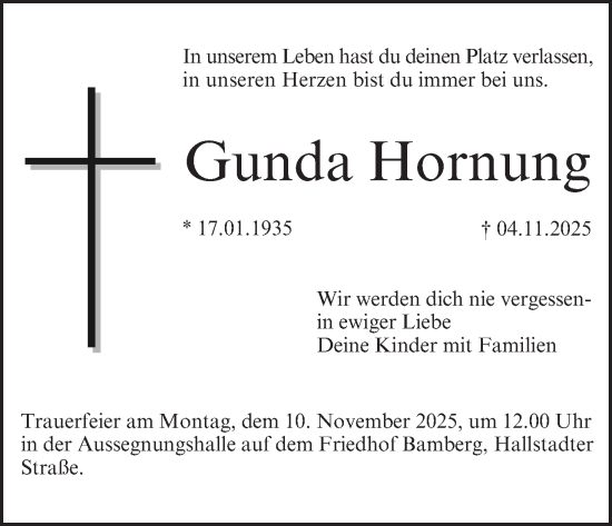 Anzeige von Gunda Hornung von MGO