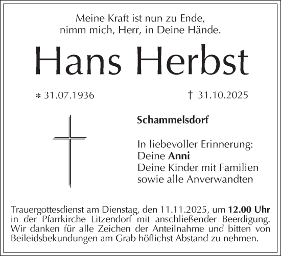 Anzeige von Hans Herbst von MGO