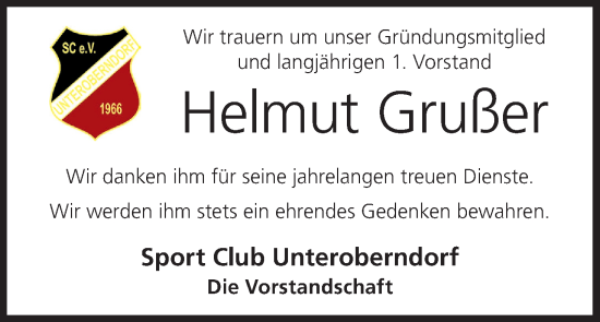 Anzeige von Helmut Grußer von MGO