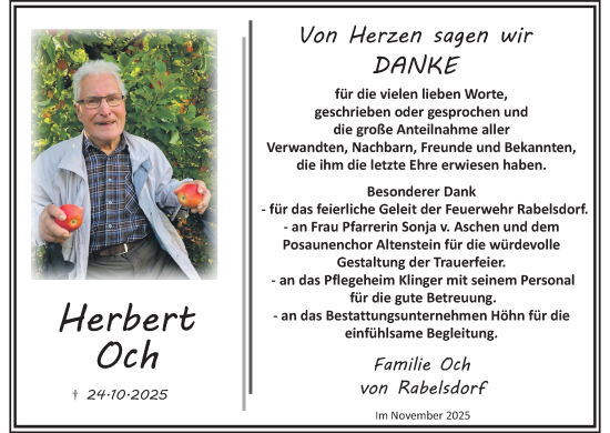 Anzeige von Herbert Och von MGO