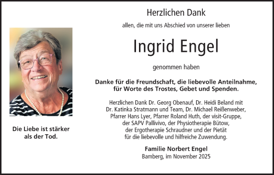 Anzeige von Ingrid Engel von MGO
