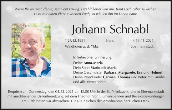 Anzeige von Johann Schnabl von MGO