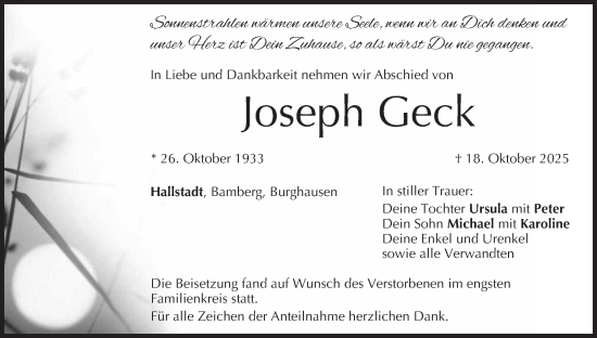 Anzeige von Joseph Geck von MGO