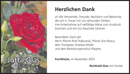 Anzeige von Jutta Glas von MGO