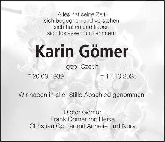 Anzeige von Karin Gömer von MGO
