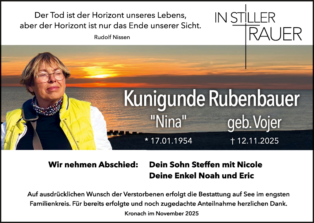  Traueranzeige für Kunigunde Rubenbauer vom 22.11.2025 aus MGO