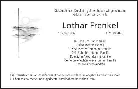 Anzeige von Lothar Frenkel von MGO