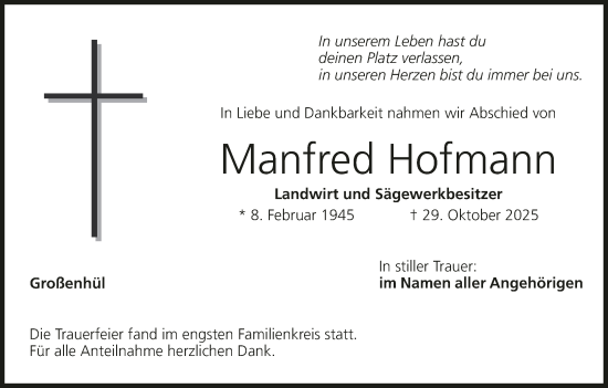 Anzeige von Manfred Hofmann von MGO