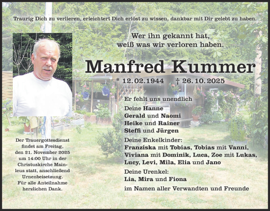 Anzeige von Manfred Kummer von MGO