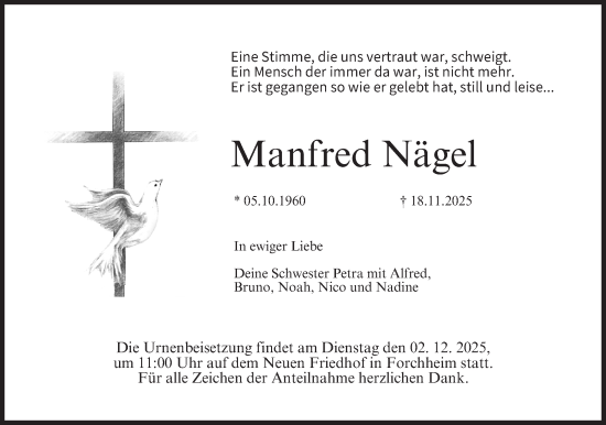 Anzeige von Manfred Nägel von MGO