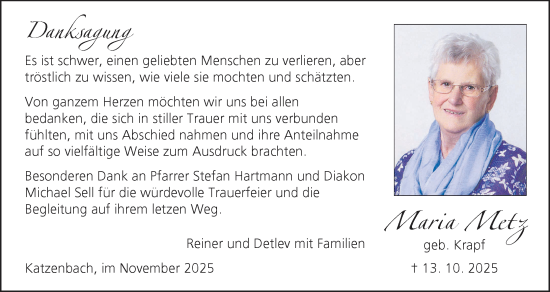 Anzeige von Maria Metz von MGO