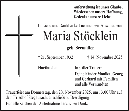 Anzeige von Maria Stöcklein von MGO