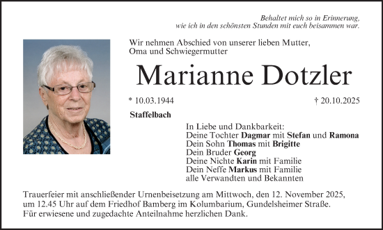 Anzeige von Marianne Dotzler von MGO