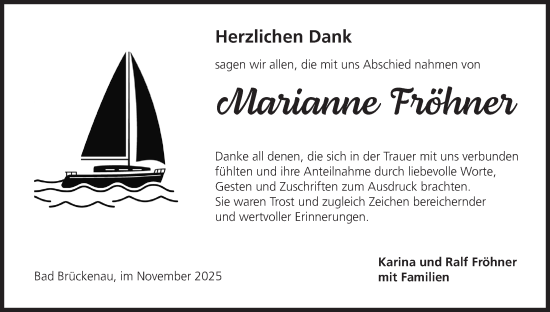 Anzeige von Marianne Fröhner von MGO
