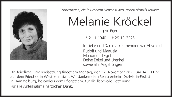 Anzeige von Melanie Kröckel von MGO