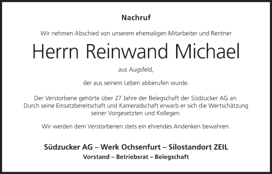 Anzeige von Michael Reinwand von MGO