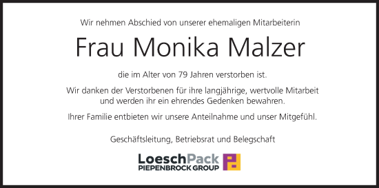 Anzeige von Monika Malzer von MGO