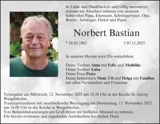 Anzeige von Norbert Bastian von MGO