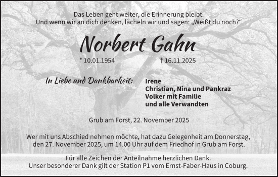 Anzeige von Norbert Gahn von MGO