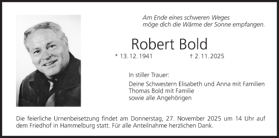 Anzeige von Robert Bold von MGO