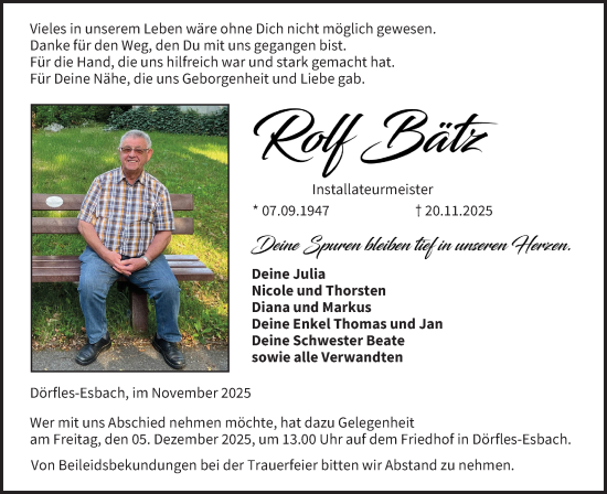 Anzeige von Rolf Bätz von MGO