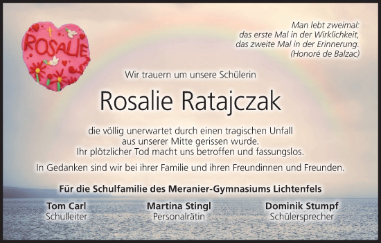 Anzeige von Rosalie Ratajczak von MGO