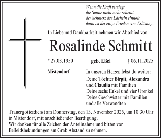 Anzeige von Rosalinde Schmitt von MGO