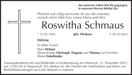 Anzeige von Roswitha Schmaus von MGO