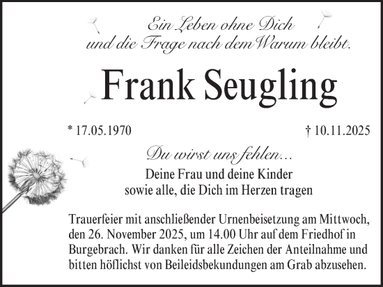 Anzeige von Seugling Frank von MGO