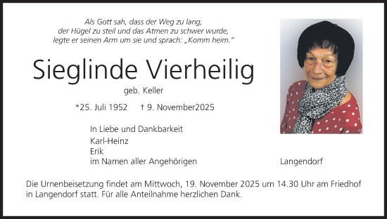 Anzeige von Sieglinde Vierheilig von MGO