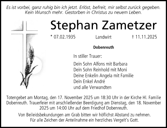 Anzeige von Stephan Zametzer von MGO