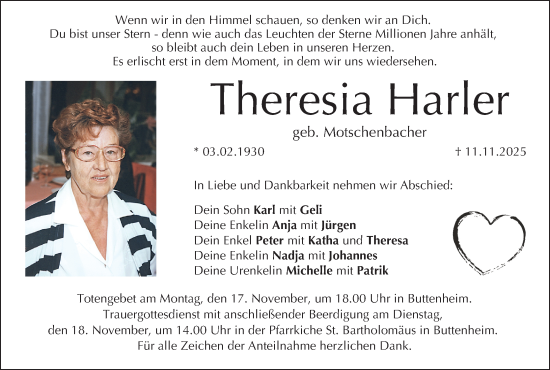 Anzeige von Theresia Harler von MGO