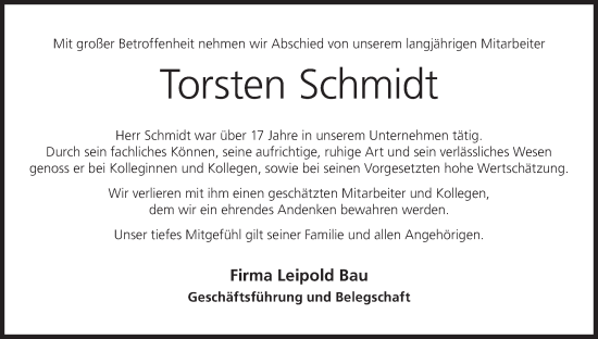 Anzeige von Torsten Schmidt von MGO