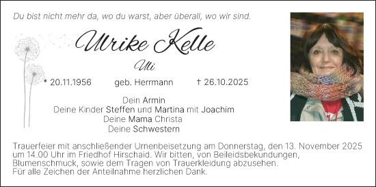 Anzeige von Ulrike Kelle von MGO